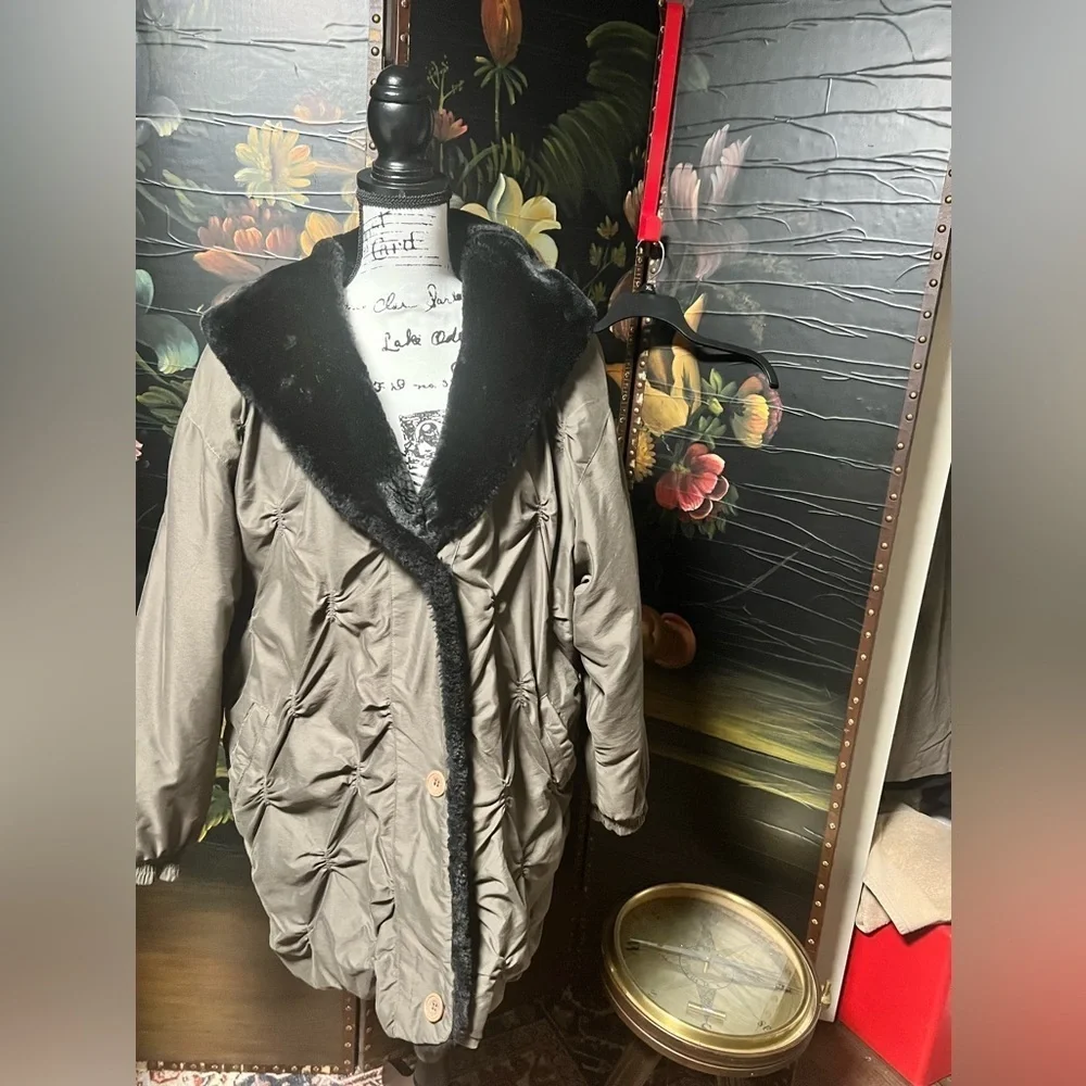 UTEX Vintage Down Filled Parka Puffer Coat taupe color